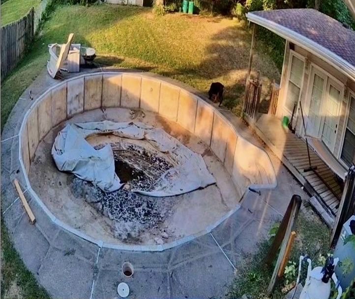 Old in-ground pool before removal